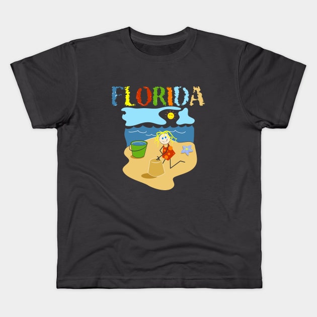 Florida Beach Kids T-Shirt by focusLBdesigns